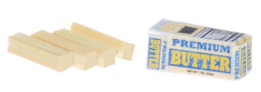 Dollhouse Miniature Premium Butter, 4 Sticks